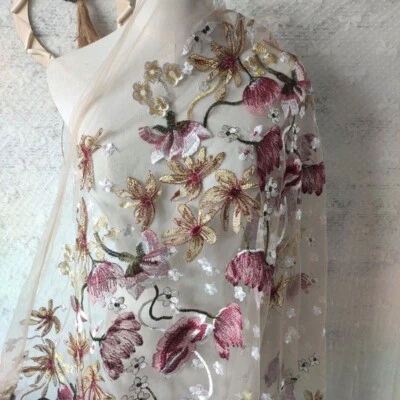 Netz Bestickt Stoff Spitze Blumen für DIY Kleid Rock Vorhang - Bild 1 von 4