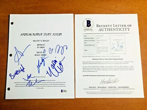 AMERICAN HORROR STORY ASYL SIGNIERTES DREHBUCH COVER VON 6 BESETZERN BECKETT COA - Bild 1 von 3