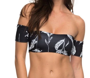 Nuevo Top de bikini Roxy para mujer bandeau hombro antracita talla XS - Imagen 1 de 3