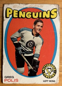 1971-72 Topps Greg Po￼lis Hockey Card #41 Penguins O/C Tape Bad Corners & Edges