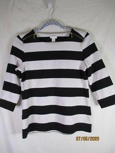 Chico's Black/White Striped 3/4 Sleeve Stretch Top P40 - Size 0 - Picture 1 of 2