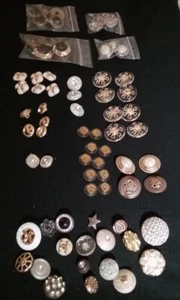 Vintage Sewing Buttons Sets Lot Plastic Metal Rhinestones - Picture 1 of 13