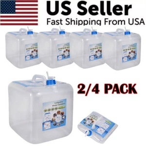 4Pack Collapsible Water Container w/ Spigot 10 Gallon Camping Water Storage Jug - Picture 1 of 11