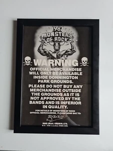 Monsters Of Rock 1987 1980s FRAMED Album ADVERT MUSIC POSTER A4 8X12" - Imagen 1 de 1