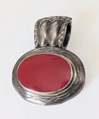 Colgante Vintage Plata Esterlina Coral Natural Slide 1.5" Firmado SE Tailandia  Foto 1 de 4