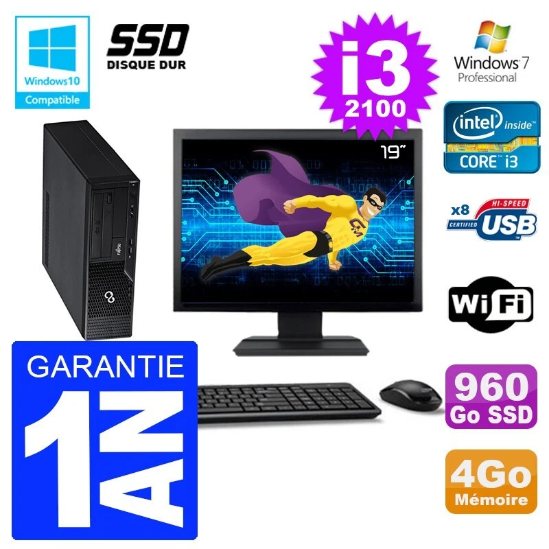 PC Fujitsu Esprimo E500 E85 + Dt Bildschirm 19 " i3-2100 RAM 4Go SSD 960Go DVD - Bild 1 von 1