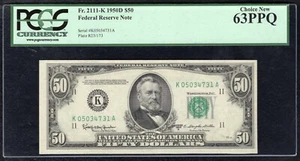 FR. 2111-K 1950-D $50 FRN FEDERAL RESERVE NOTE DALLAS, TX PCGS UNC-63PPQ - Picture 1 of 2