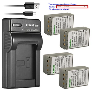 Kastar Battery Slim USB Charger for Casio NP-100L 100L Exilim Pro EX-F1BK EXF1BK - Picture 1 of 11