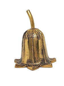 Vintage Solid Brass Flower Bell – Bellflower Lily Shape w/ Curved Stem Handle - Picture 1 of 4