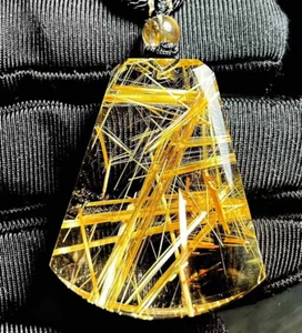 21.9g Top Natural Gold Rutilated hair Crystal Quartz pendant reiki healing gift - Picture 1 of 7