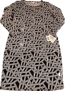 Neu mit Etikett LuLaRoe XL schwarz & weiß noir blanc geometrisches Strick Debbie L/S Etuikleid - Bild 1 von 8