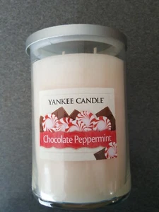 YANKEE CANDLE Chocolate Peppermint SCENTED WHITE SOY WAX CANDLE 22 oz RARE - Picture 1 of 3