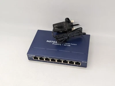 NETGEAR GS108 8-port gigabit network ethernet switch splitter GS 108 + cable - Image 1 of 4