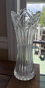 American Brilliant Period ABP cut glass 10.5” Tall Antique Vase. Heavy. - Picture 1 of 16