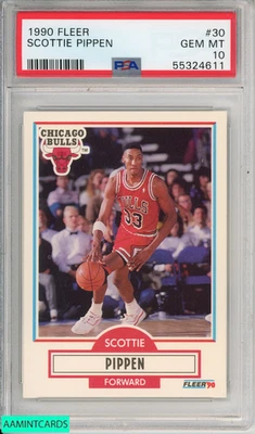 Fleer Scottie Pippen #30 Chicago Bulls Hof 1990 PSA 10 GEMA MT Foto 1 de 3