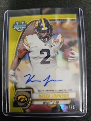 Topps Chrome Kaleb Johnson Autographed Iowa Football Card /75 - Image 1 of 2