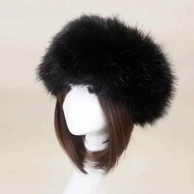 Sombrero de piel sintética ruso calentador de invierno para mujer Ushanka cosaco esquí negro Foto 1 de 4