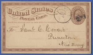 UX3/S2f SP-45  1874 1c Postal Card, Used VF, Freehold, NY - Big Hole variety - Picture 1 of 2