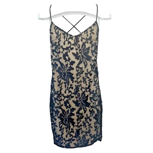 Lovers + Friends Black Lace Dress Gown Size XSmall Lace Up Cocktail Evening - Picture 1 of 7