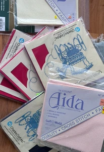 Aida pre pacchetto bundle 14 conteggi lotto misto 12 x 18 pollici tagli 7 confezioni rossi/rosa - Foto 1 di 4