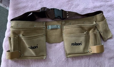 Rollson Cinturón Herramientas Cuero Sin Usar Nuevo Gamuza Tostado Claro Múltiples Bolsillos Foto 1 de 3