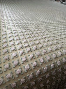 *Pink/White Rosebuds* VTG Yellow Morgan Jones Chenille Bedspread ~94x108 +fringe - Picture 1 of 20