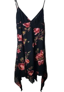 Y2k Whimsigoth Sequin Babydoll Dress L Dark Fairy Asymmetrical Witchy Black Red - Picture 1 of 11