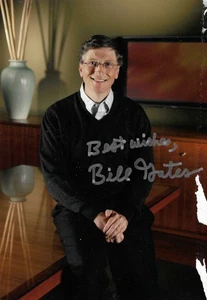 Bill Gates ECHT handsigniertes handsigniertes 5x7 Foto #2 Microsoft Creator - Bild 1 von 1