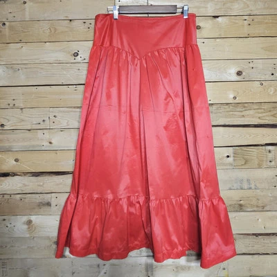 Vanity Fair Vintage Slip Skirt Petticoat Medium Red Long Maxi Tiered Western - Image 1 of 4