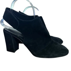 Adam Tucker Jenna Womens Black Suede Slingback Block High Heels Shoes sz 10M - Picture 1 of 16