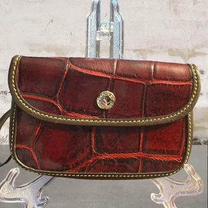 Cocodrilo Dooney & Bourke rojo en relieve/Dk. Muñequera de cuero marrón - Imagen 1 de 6
