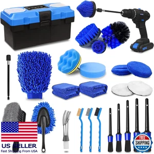 Juego de detalles automáticos de 27 piezas - Kit de cepillos para lavado de autos, interior/exterior/rueda C - Imagen 1 de 6