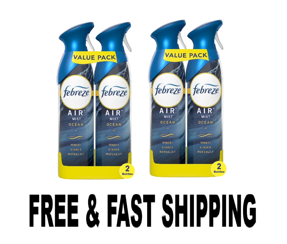 Spray ambientador Febreze, spray para sala de lucha contra olores, océano, 8,8 oz, 4 unidades Foto 1 de 1