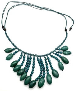 Chunky Teal Green Statement Necklace 17 in - Picture 1 of 3