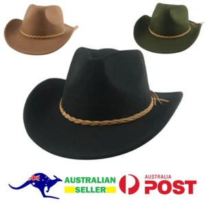 NEW Cowboy Hat Fedora Hats Men Women Cowboy Brim Hats Festival Cap Felt Sun Hats - Picture 1 of 14