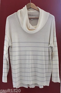 NWT Coldwater Creek Beautiful Merino White Silver Cowl Neck Sweater M 10 12 $80 - Picture 1 of 8