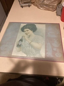 VTG COCA-COLA AD Calendar Girl PRETTY GIRL PLASTIC COATED PLACEMAT, Vintage  - Picture 1 of 1