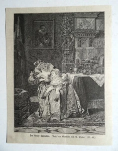 Der kleine Tantalus. Gemälde von A. Shade. Mutter, Kind, Baby Holzstich von 1879 - Bild 1 von 1