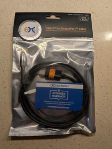 Cable Matters USB Type-C to DisplayPort Black 1.8M 6ft Thunderbolt 8K Compatible - Picture 1 of 1