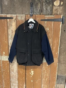 Alfa Romeo Jacket Coat Black Colour Block Bottom Full Zip Collared Pockets Large - Picture 1 of 24