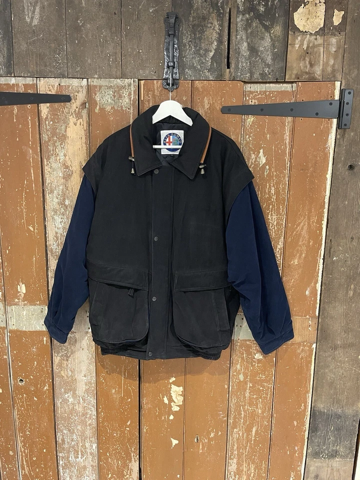 Abrigo Chaqueta Alfa Romeo Color Negro Bloque Parte Inferior Cremallera Completa Cuello Bolsillos Grande Foto 1 de 4