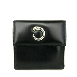 Panthere de Cartier Leather Trifold Wallet Black/2BC3231 - Picture 1 of 8