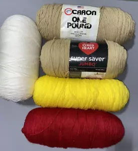 Lot of Jumbo Acrylic Yarn Skeins Red Heart Caron 8 oz - 1 Lb - Picture 1 of 5