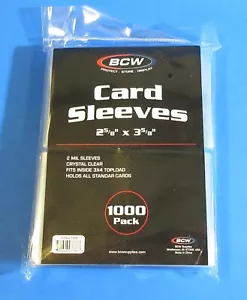 1000 BCW STANDARD CARD SLEEVES, 2-5/8"x 3-5/8",FITS INSIDE HOLDERS-ARCHIVAL SAFE - Picture 1 of 3