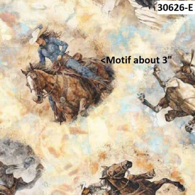 Running Wild Horses Cotton quilt fabric QT Western Motifs 30626-E -- LAST PC 33" - Image 1 of 4