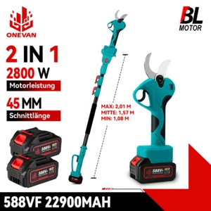 2IN1 Teleskop Gartenschere Akku-Astschere Astsäge Stschneider Rebschere w/2 Akku - Bild 1 von 12