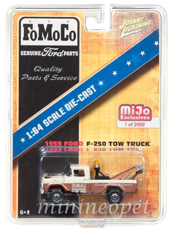 JOHNNY LIGHTNING JLCP7037 1959 FORD F-250 FOMOCO TOW TRUCK 1/64 DIECAST BROWN - Image 1 of 1