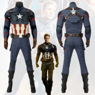 Avengers Endgame Captain America Costume Steve Rogers Cosplay Suit Boots Ver 2 - Image 1 of 4