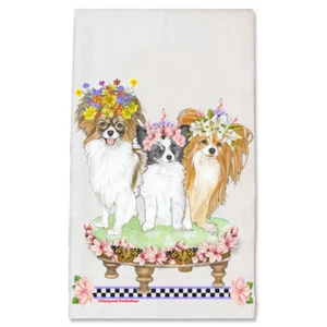 Papillon Dog Floral Kitchen Dish Towel Pet Gift - Picture 1 of 1