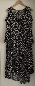 TS Taking Shape Stretchy Animal Print Dress Black & Brown Size S (fits 16-18) - Picture 1 of 5